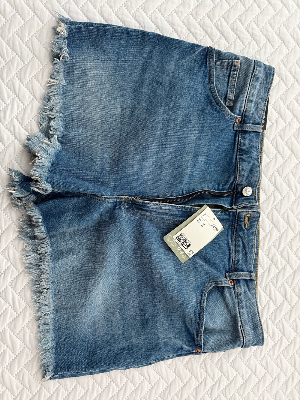 Divided Blue Frayed Hem High Waist Shorts